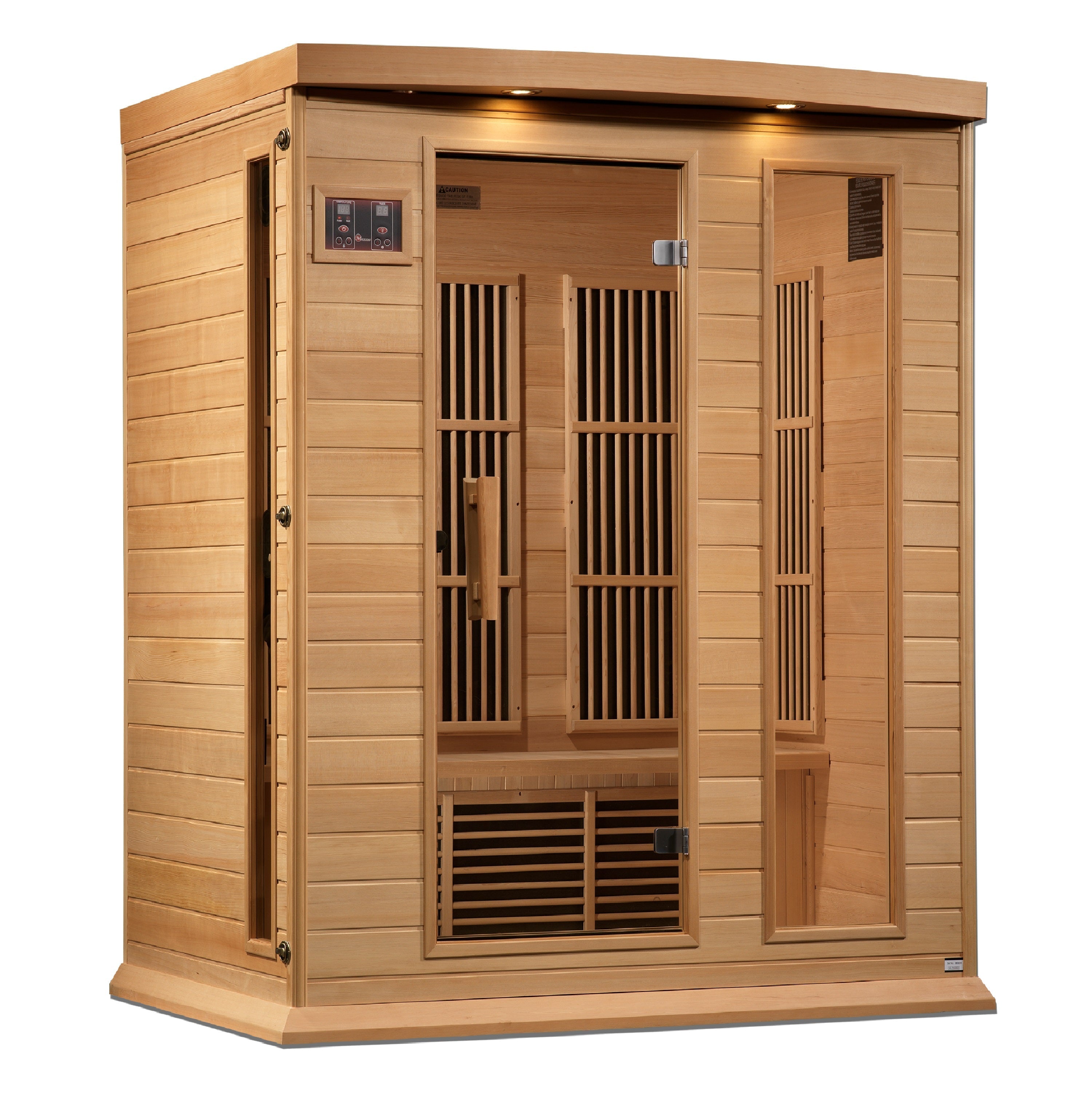 Maxxus 3-Person Near Zero EMF Far Infrared Hemlock Sauna Chromotherapy Light System Golden Designs Inc