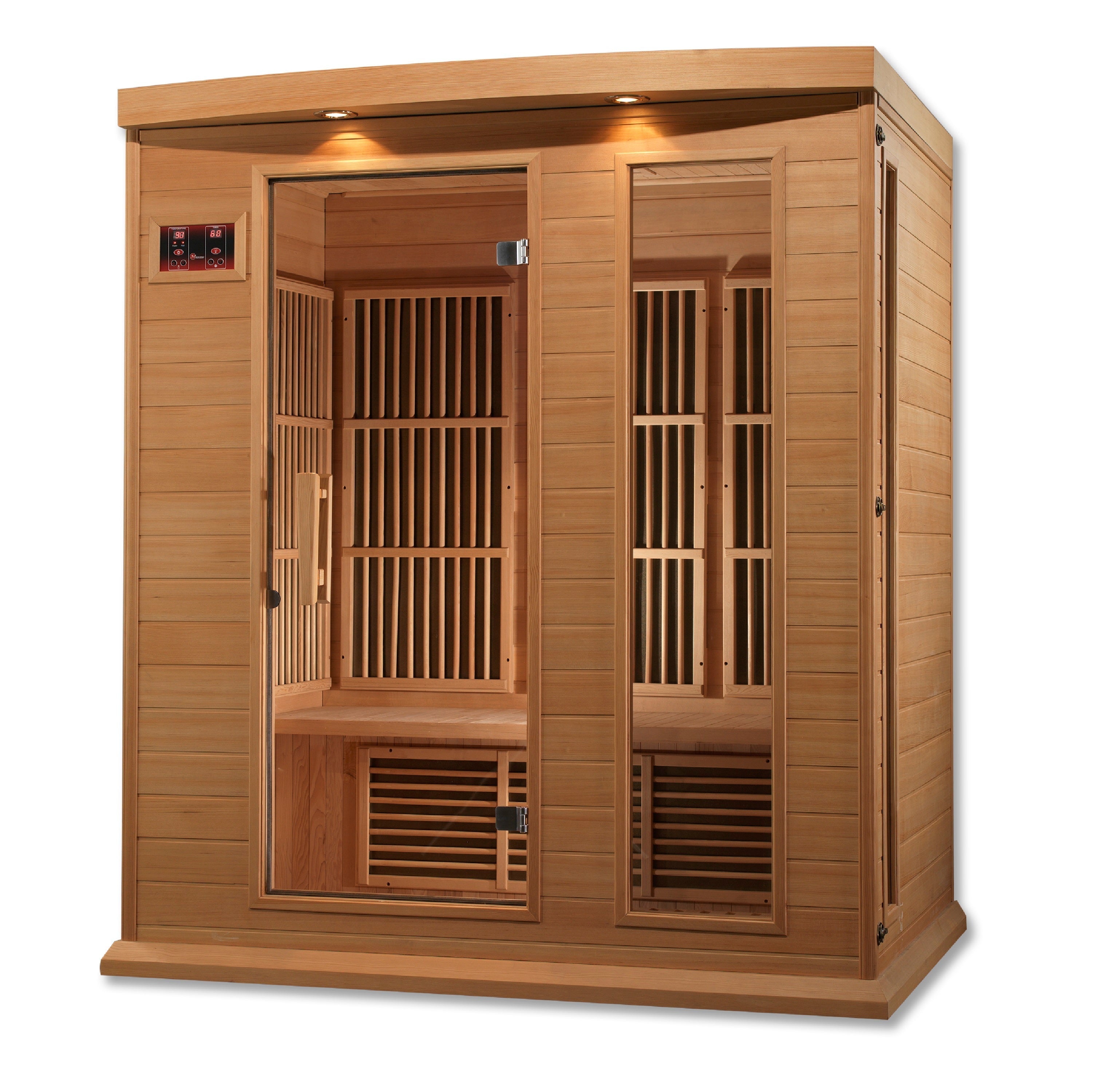 Maxxus 3-Person Low EMF FAR Infrared Hemlock Sauna with Chromotherapy & Bluetooth Golden Designs Inc