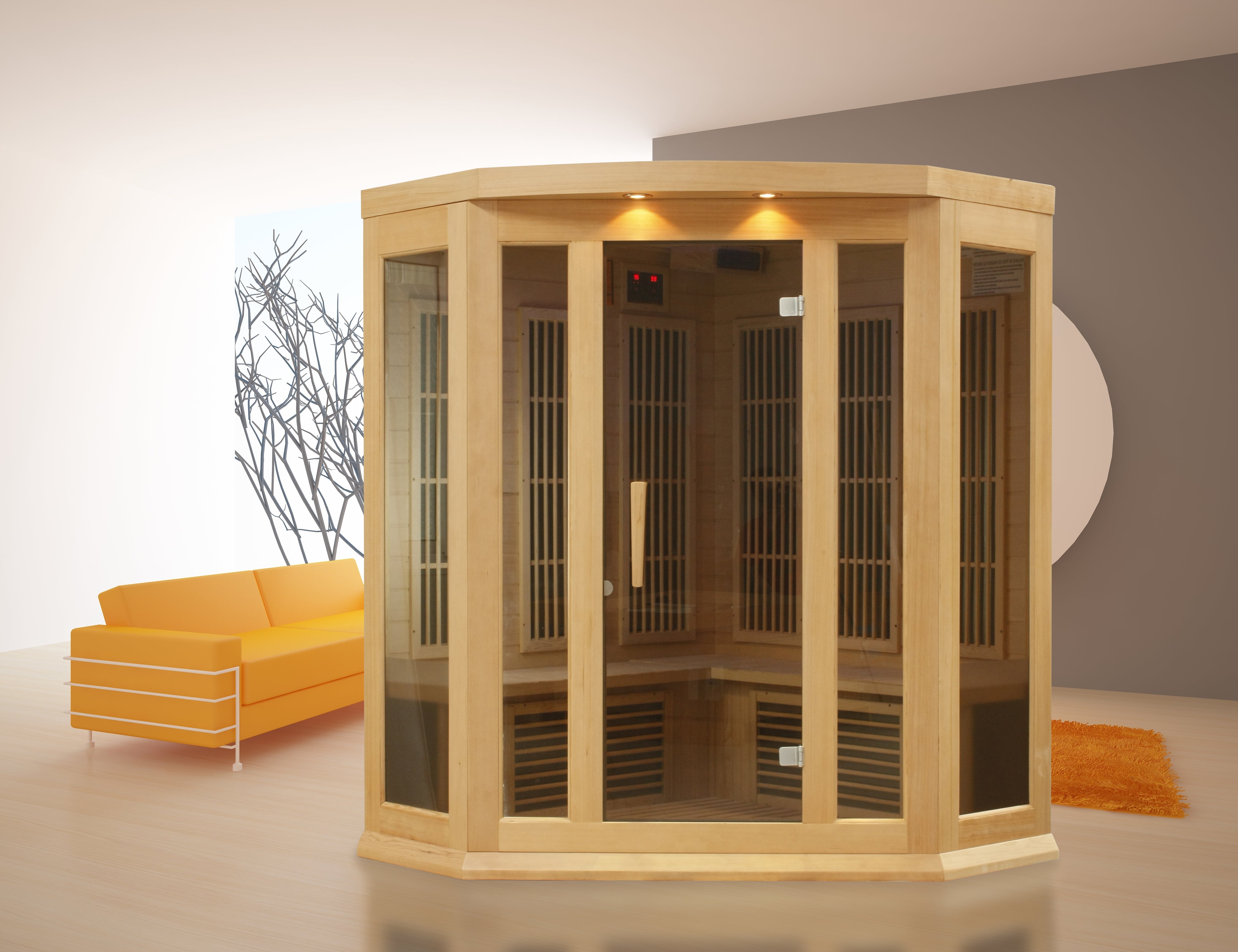 Maxxus 3-Person Low EMF FAR Infrared Hemlock Sauna with Chromotherapy & Bluetooth Golden Designs Inc