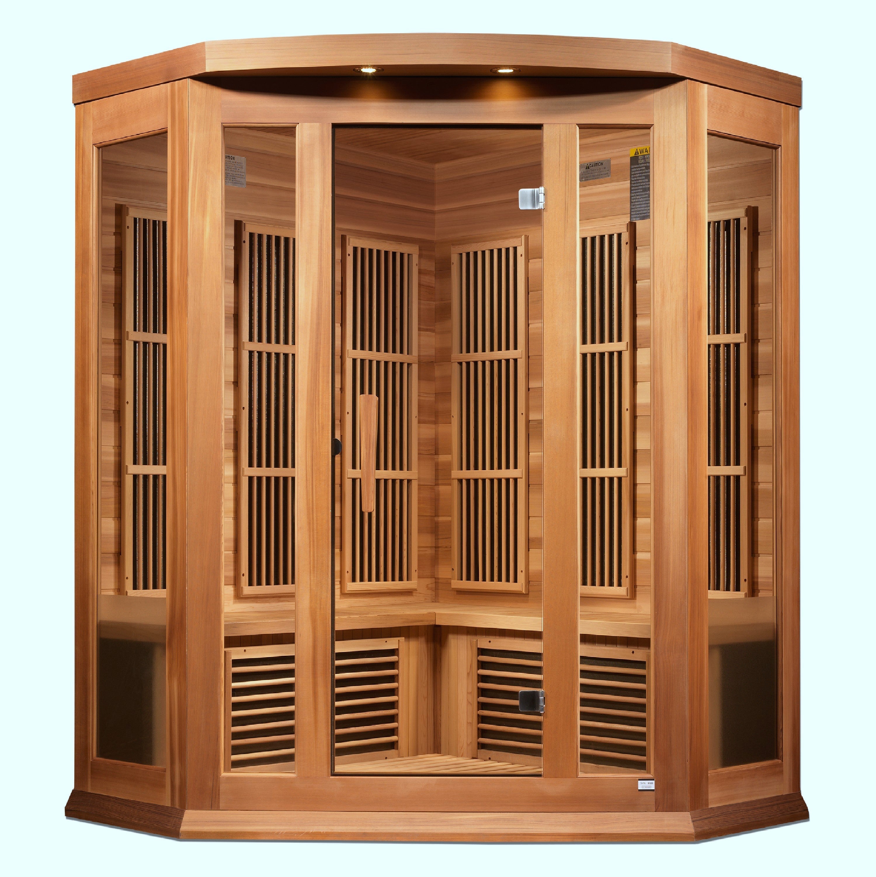 Maxxus Avignon 3-Person Corner Near Zero EMF FAR Infrared Red Cedar Sauna Chromotherapy Golden Designs Inc (NA)