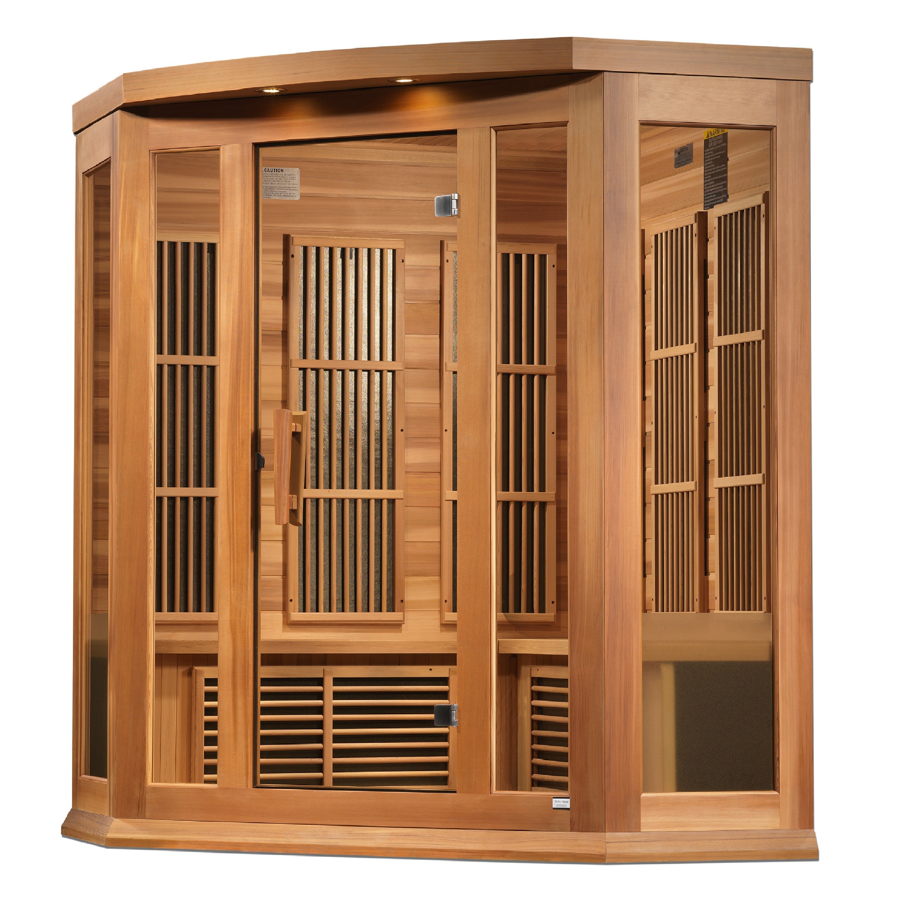 Maxxus Avignon 3-Person Corner Near Zero EMF FAR Infrared Red Cedar Sauna Chromotherapy Golden Designs Inc (NA)
