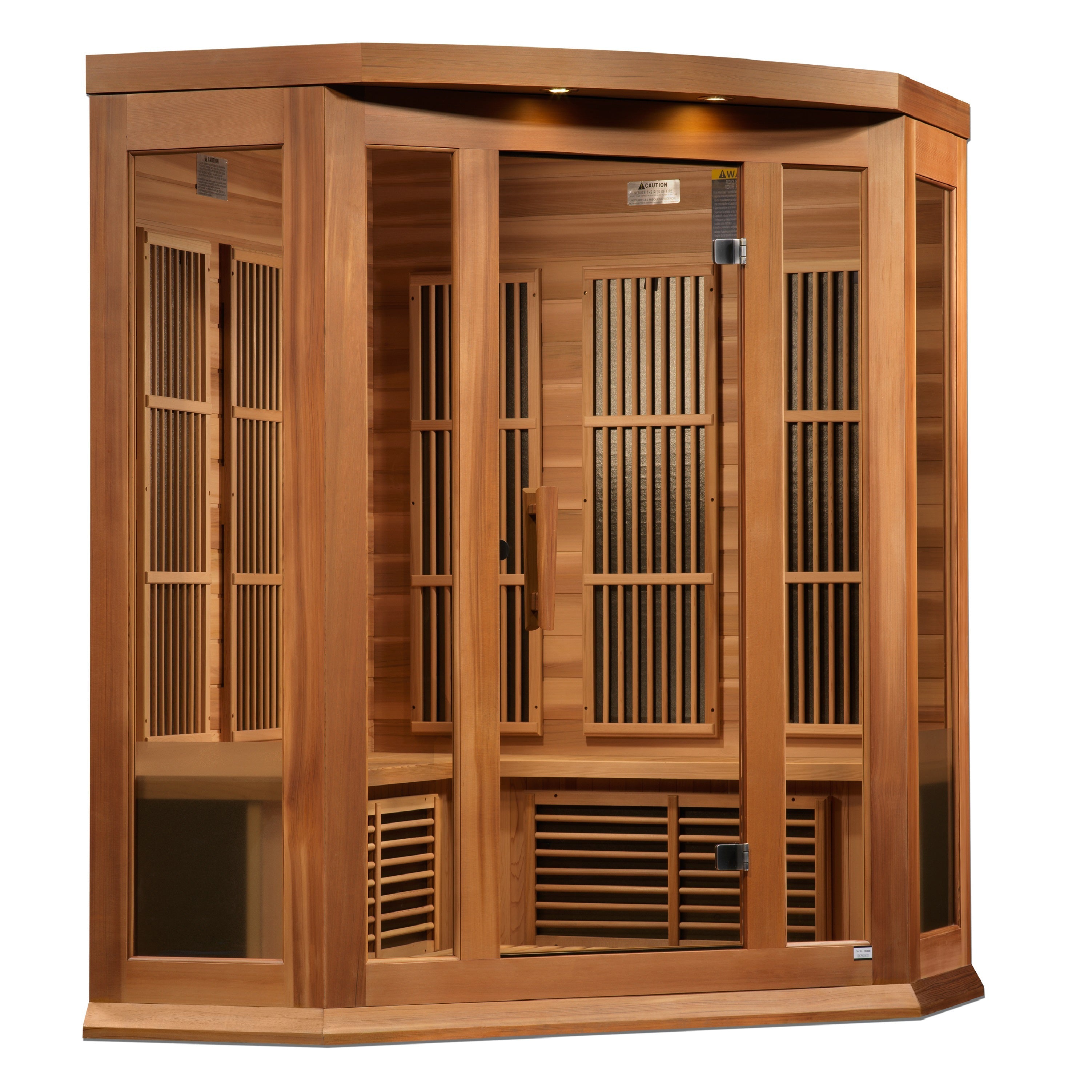 Maxxus Avignon 3-Person Corner Near Zero EMF FAR Infrared Red Cedar Sauna Chromotherapy Golden Designs Inc (NA)