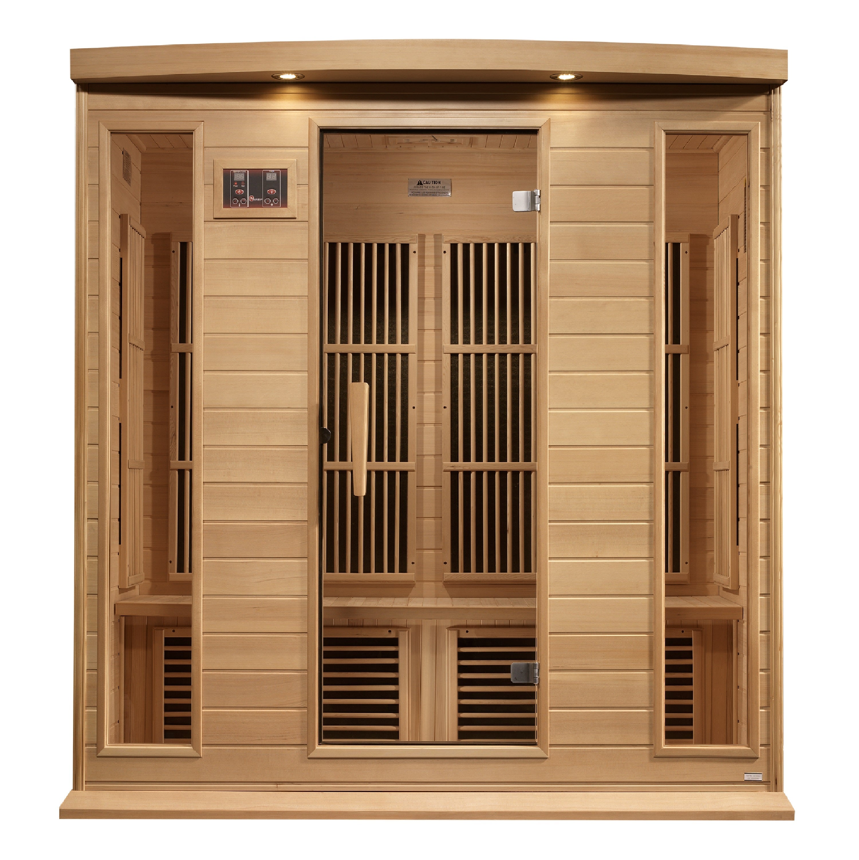 Maxxus 4-Person Near Zero EMF Infrared Sauna, Hemlock, Chromotherapy, Bluetooth Audio Golden Designs Inc