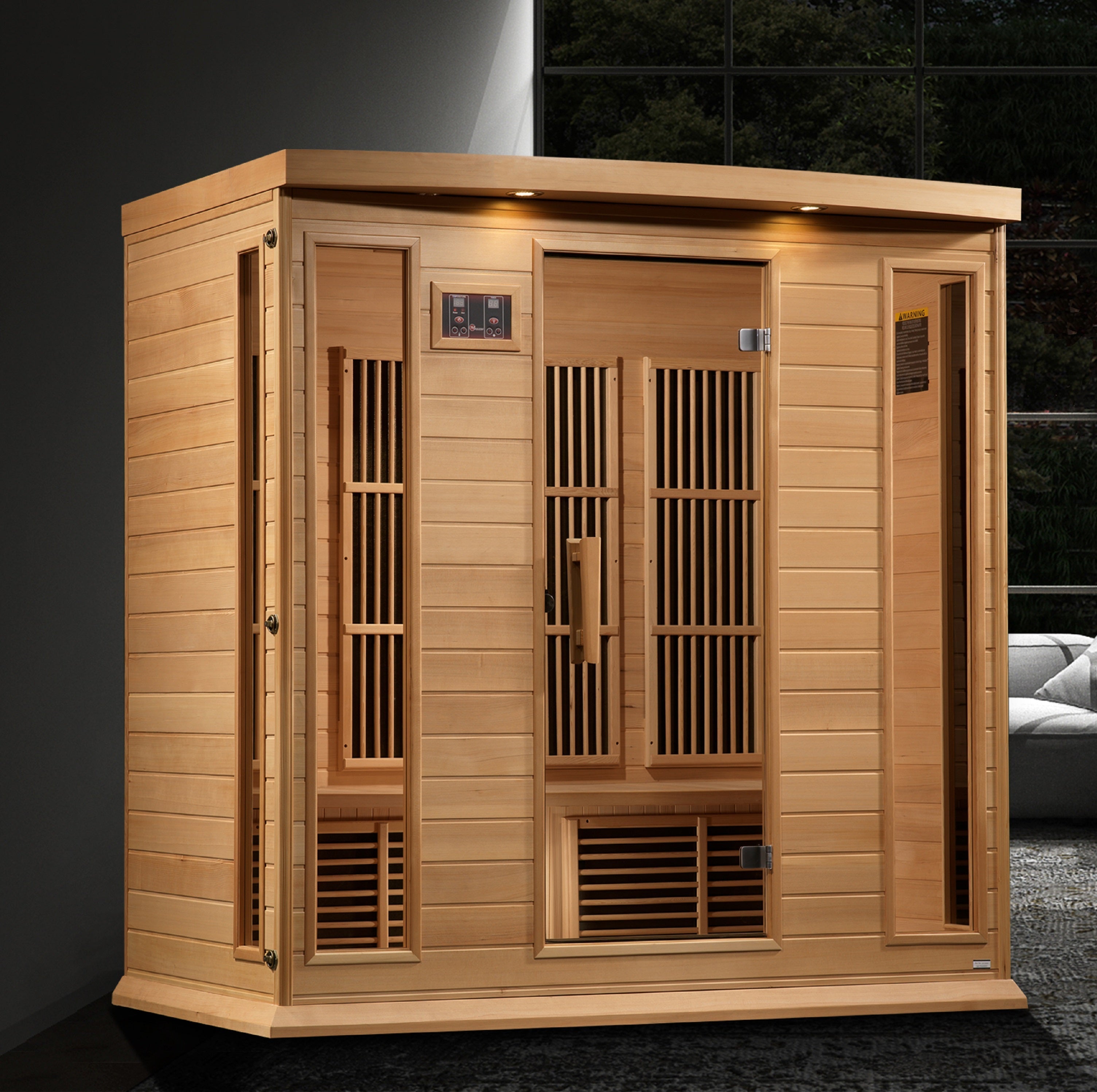 Maxxus 4-Person Near Zero EMF Infrared Sauna, Hemlock, Chromotherapy, Bluetooth Audio Golden Designs Inc