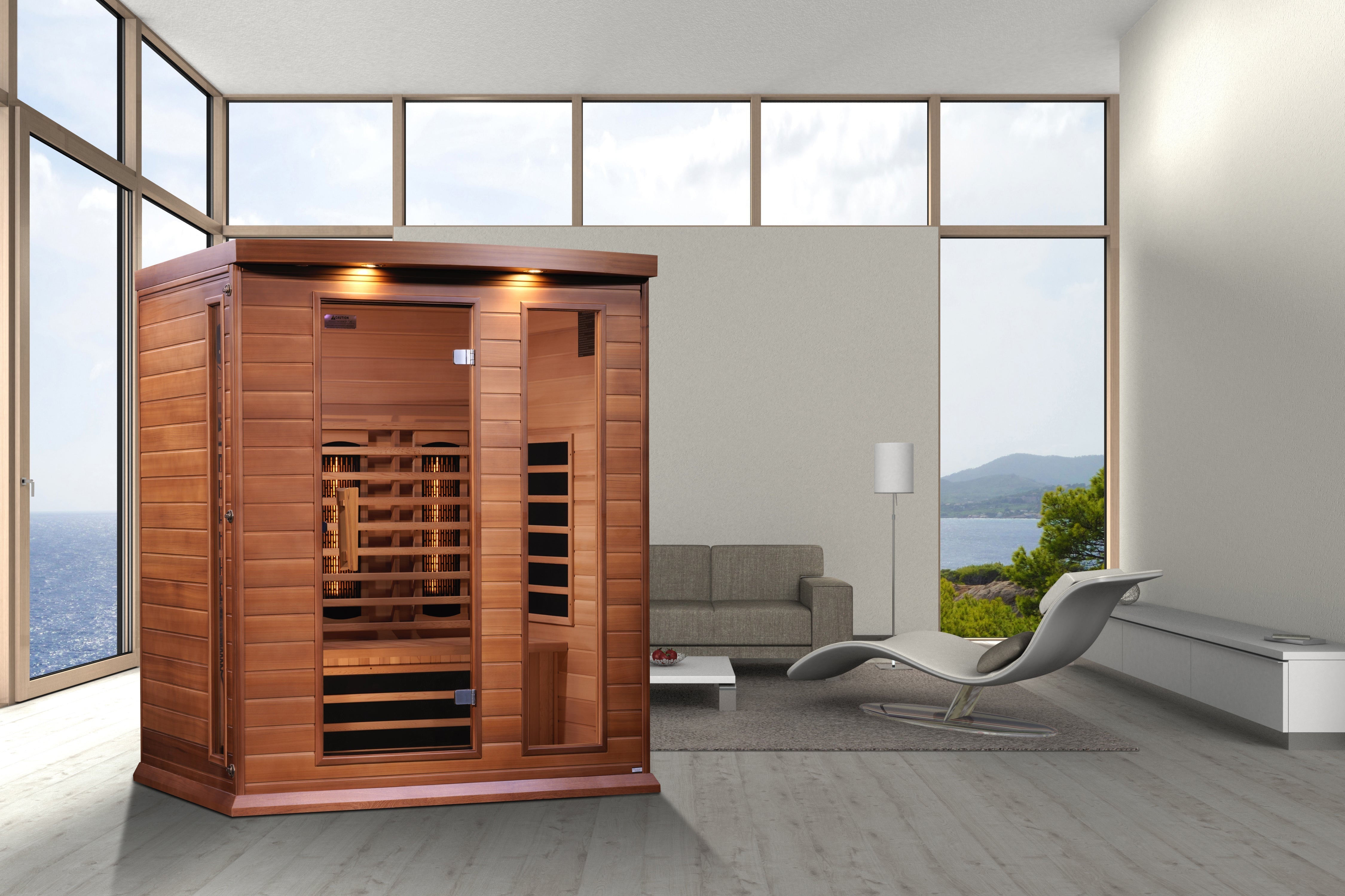 Maxxus 3-Person Full Spectrum IR Sauna, Canadian Red Cedar, Chromotherapy, Bluetooth Maxxus