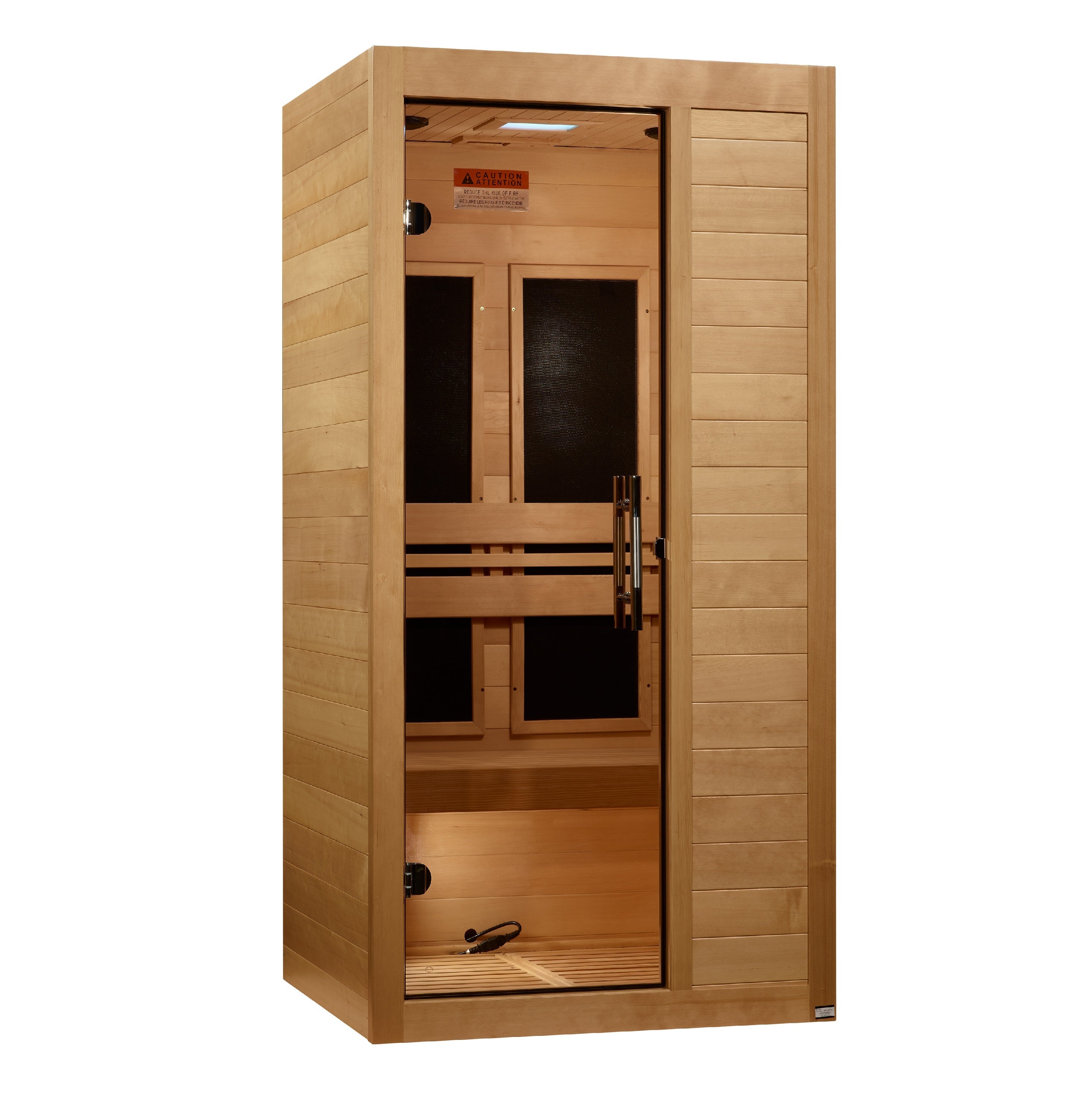 Maxxus S-Line 1-Person Low EMF FAR Infrared Sauna with Chromotherapy & Bluetooth Golden Designs Inc