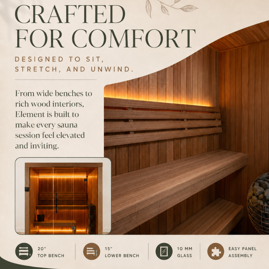 Dundalk Leisurecraft CT Element Studio Indoor Sauna 64x84 Dundalk