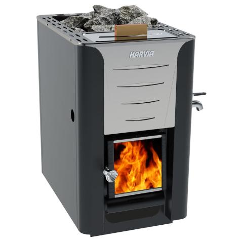 Harvia WK200ES Pro Series, 24.1kW, Wood Sauna Stove with Water Tank Black Harvia