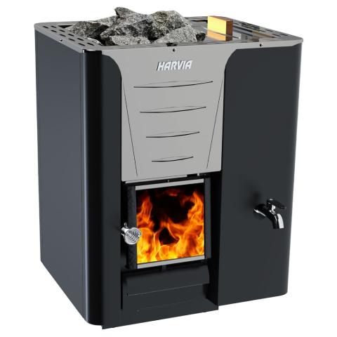 Harvia WK200RS Pro Series, 24.1kW, Sauna Wood Stove with Water Tank Black Harvia