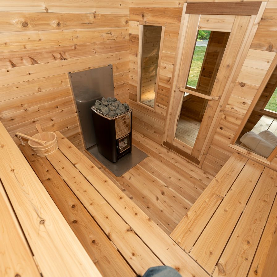 Dundalk Georgian Cabin Outdoor Sauna with Private Changeroom and Cedar Dundalk Leisurecraft