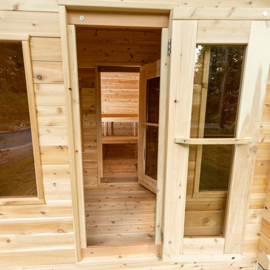 Dundalk Georgian Cabin Outdoor Sauna with Private Changeroom and Cedar Dundalk Leisurecraft