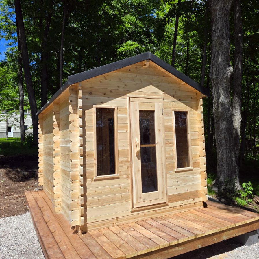Dundalk Georgian Cabin Outdoor Sauna with Private Changeroom and Cedar Dundalk Leisurecraft