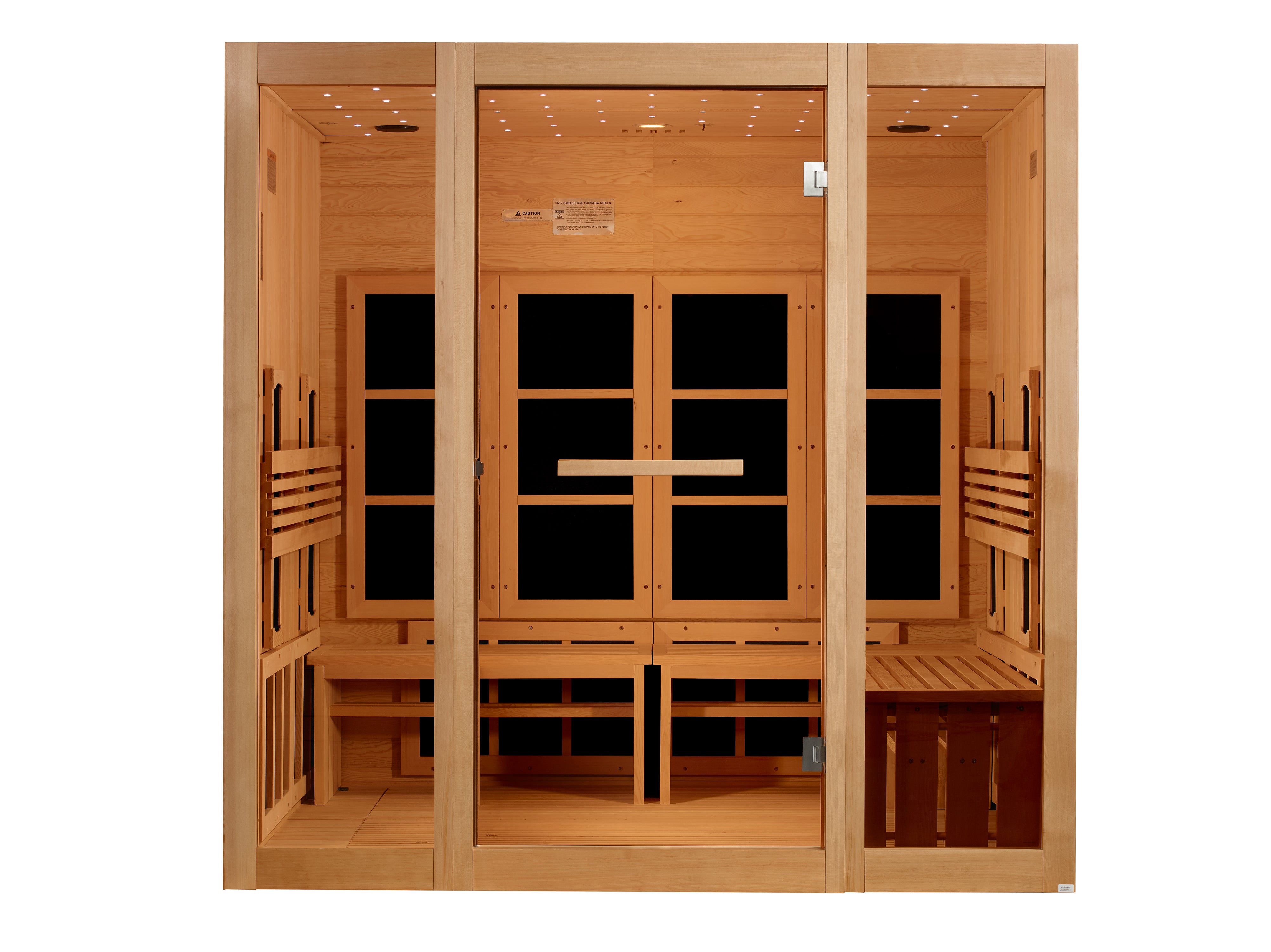 Golden Designs 8-Person Full Spectrum Near Zero EMF Far IR Hemlock Wood Sauna Golden Designs