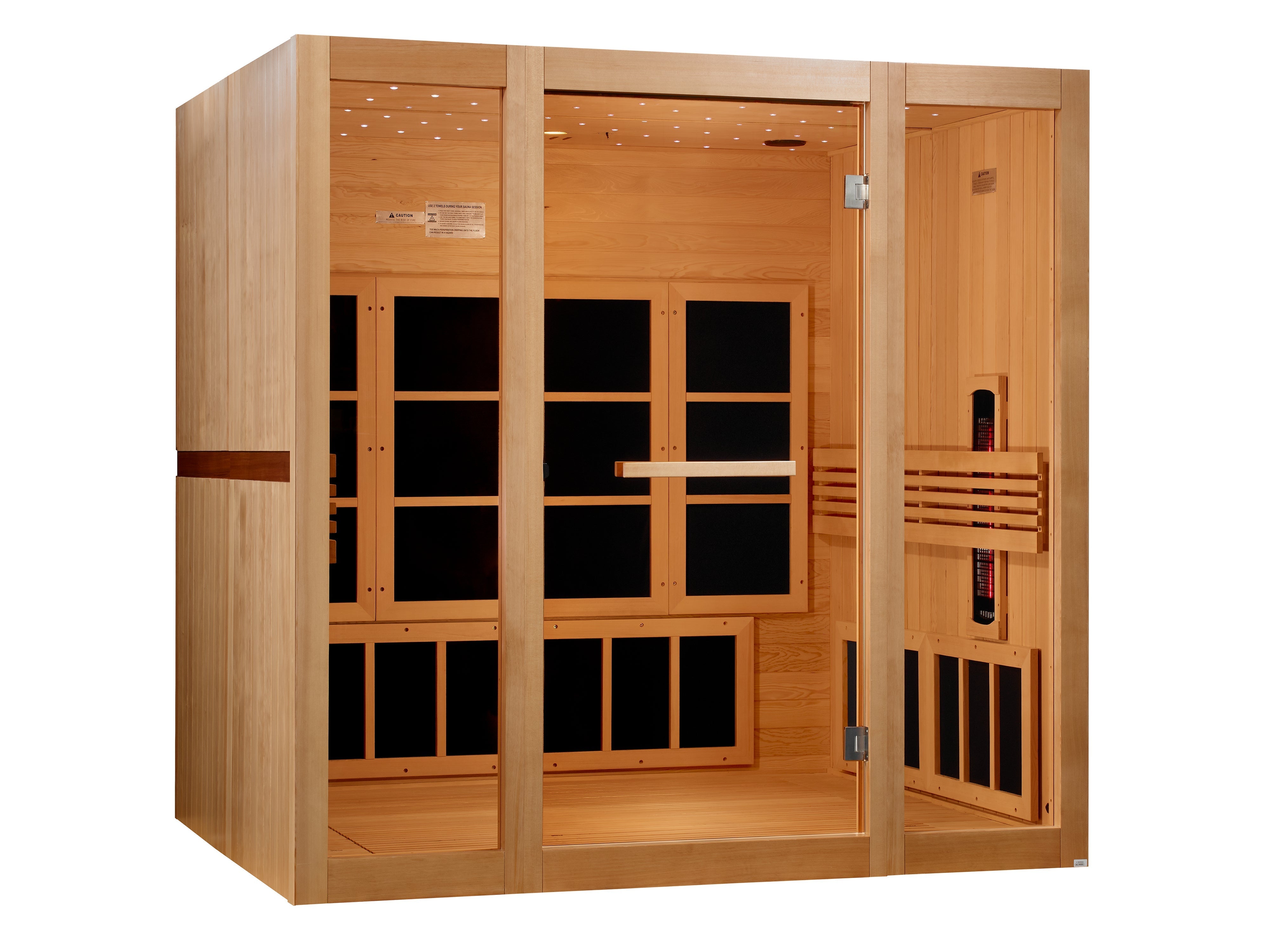 Golden Designs 8-Person Full Spectrum Near Zero EMF Far IR Hemlock Wood Sauna Golden Designs