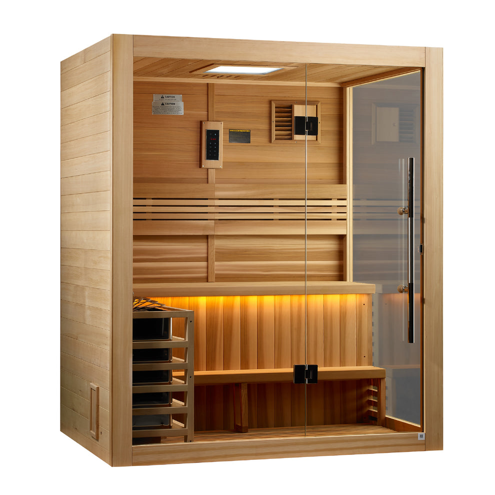 Golden Designs Hanko 2-3 Person Traditional Hemlock & Cedar Steam Sauna Golden Designs