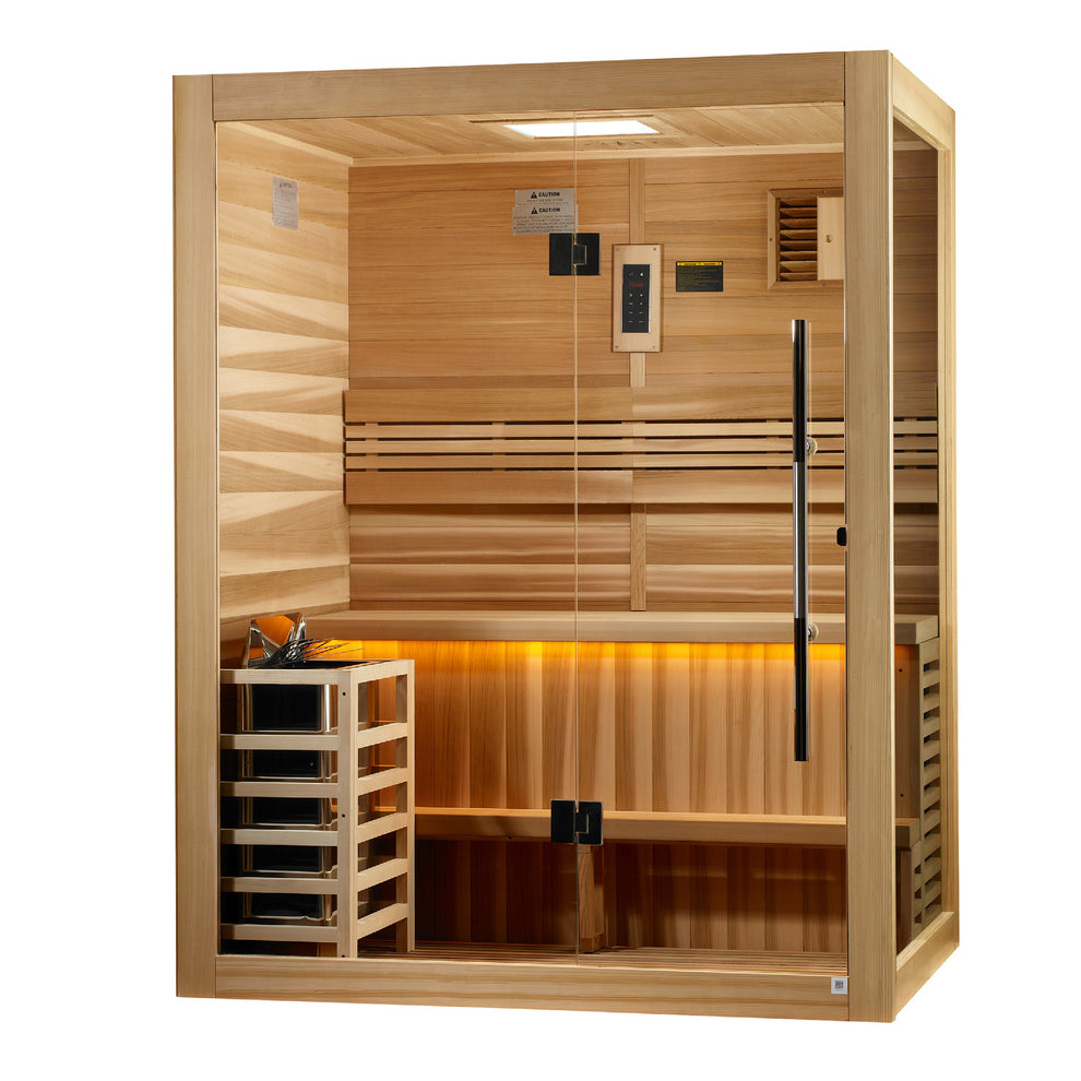 Golden Designs Hanko 2-3 Person Traditional Hemlock & Cedar Steam Sauna Golden Designs