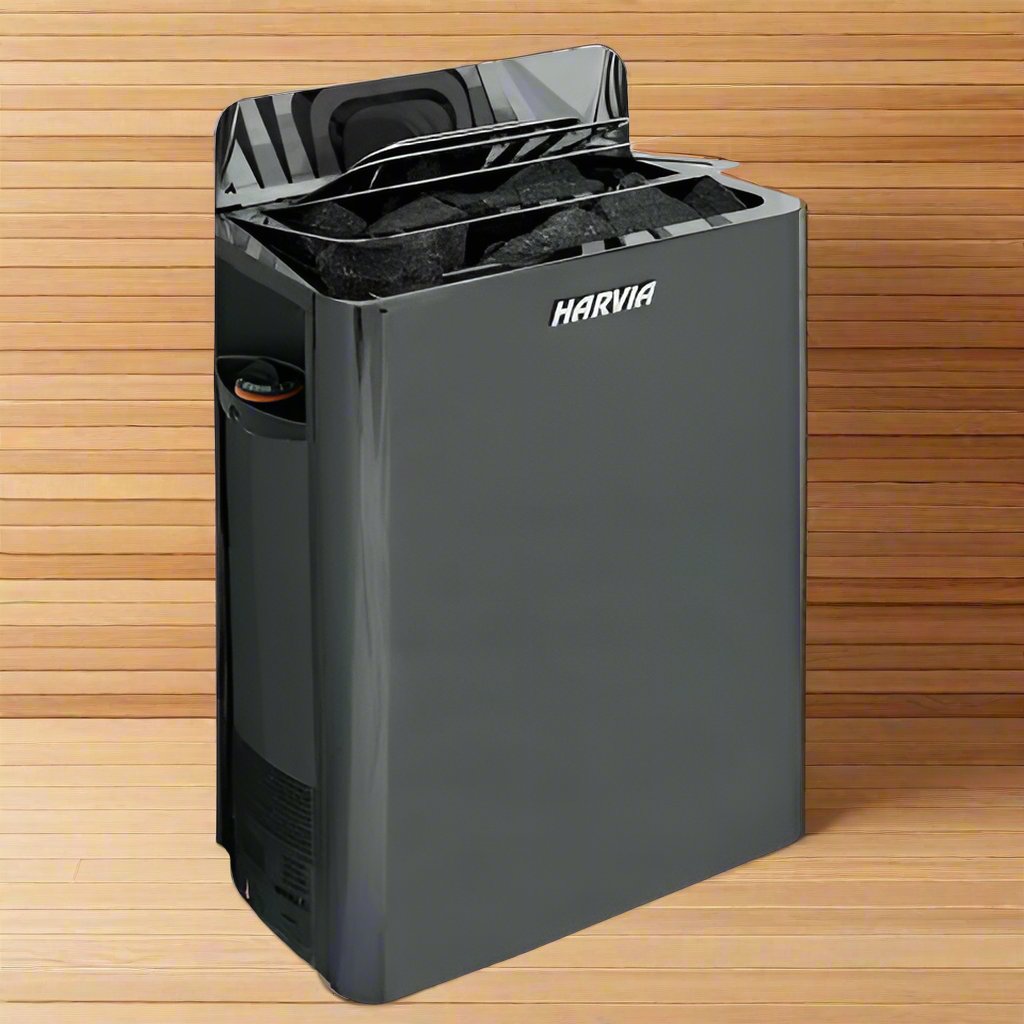 Harvia HSW6U1B The Wall Series, 6kW, Black Stainless Steel Sauna Heater, 240V 1PH Black Harvia