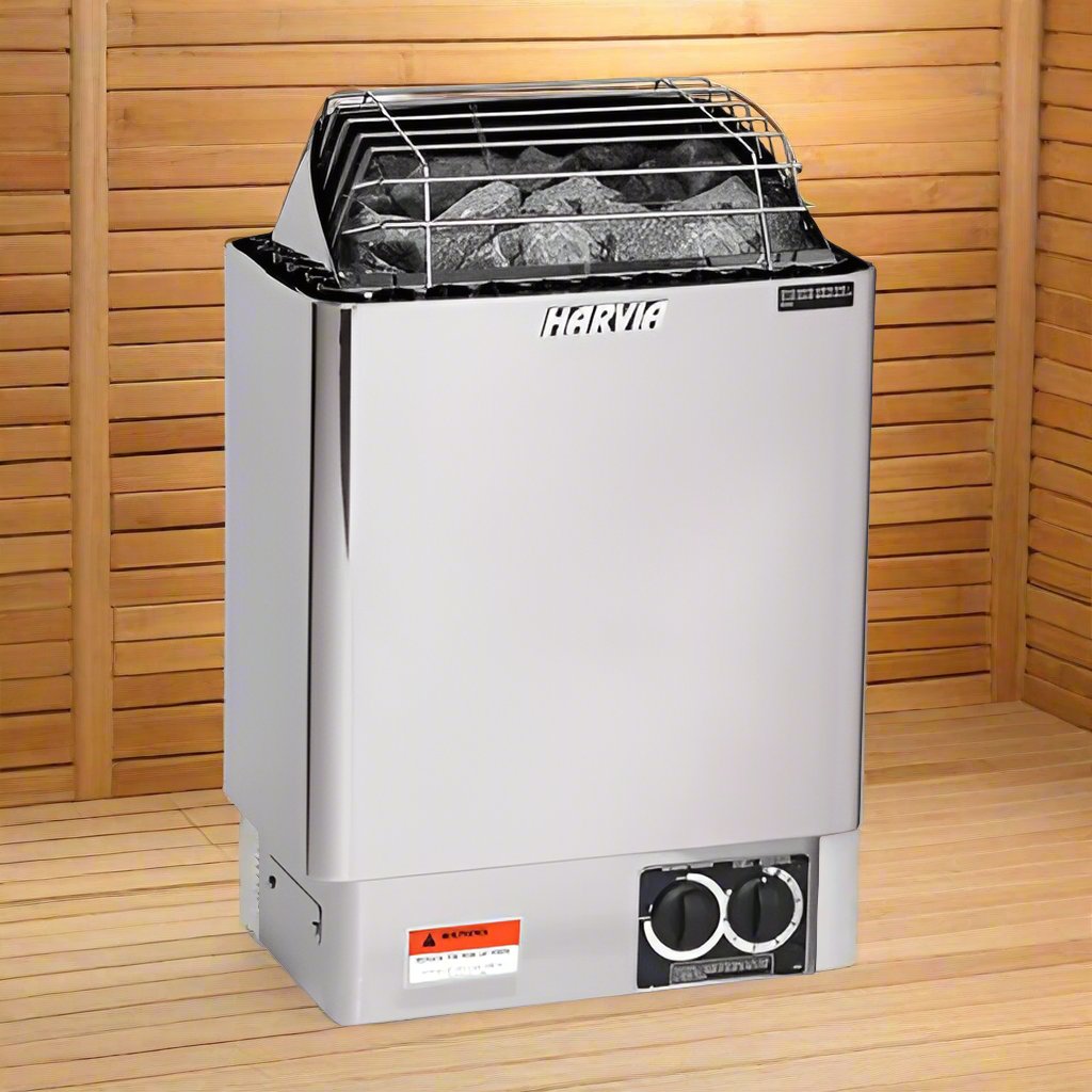 Harvia JH30B2401 KIP Series 3kW Stainless Steel Sauna Heater at 240V 1PH with Built-In Time and Temperature Controls Stainless Steel Harvia