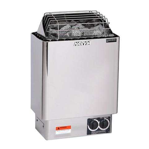 Harvia JH45B2401 KIP Series 4.5kW Stainless Steel Sauna Heater at 240V 1PH with Built-In Time and Temperature Controls Stainless Steel Harvia