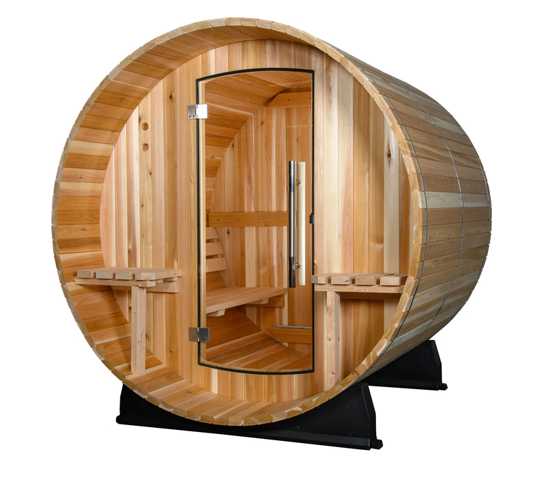 ThermaSol Kiva 4-Person Outdoor Canopy Barrel Sauna - ArtofSteamCo