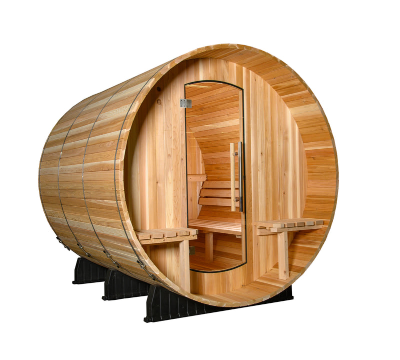 ThermaSol Kuuma 6-Person Outdoor Canopy Barrel Sauna - ArtofSteamCo