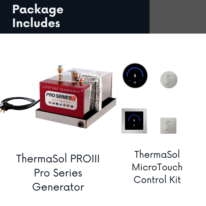 ThermaSol Steam Shower Package Complete All-In-One Pro Series Ultimate Generator and MicroTouch Control Kit Square or Round ThermaSol