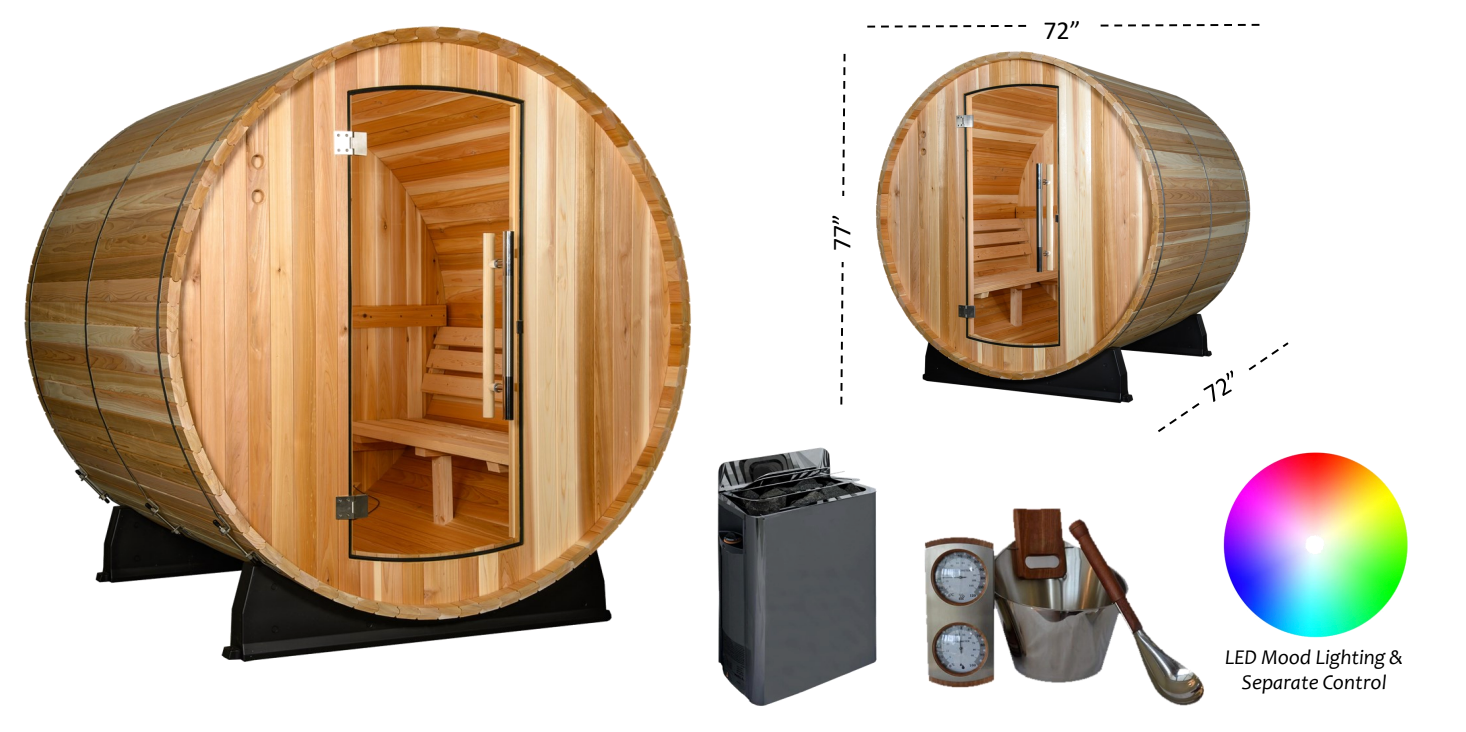 ThermaSol Vankka 4-Person Outdoor Barrel Sauna - ArtofSteamCo