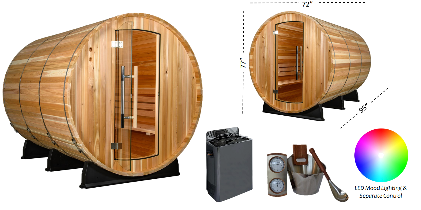 ThermaSol Lepo 6-Person Outdoor Barrel Sauna - ArtofSteamCo