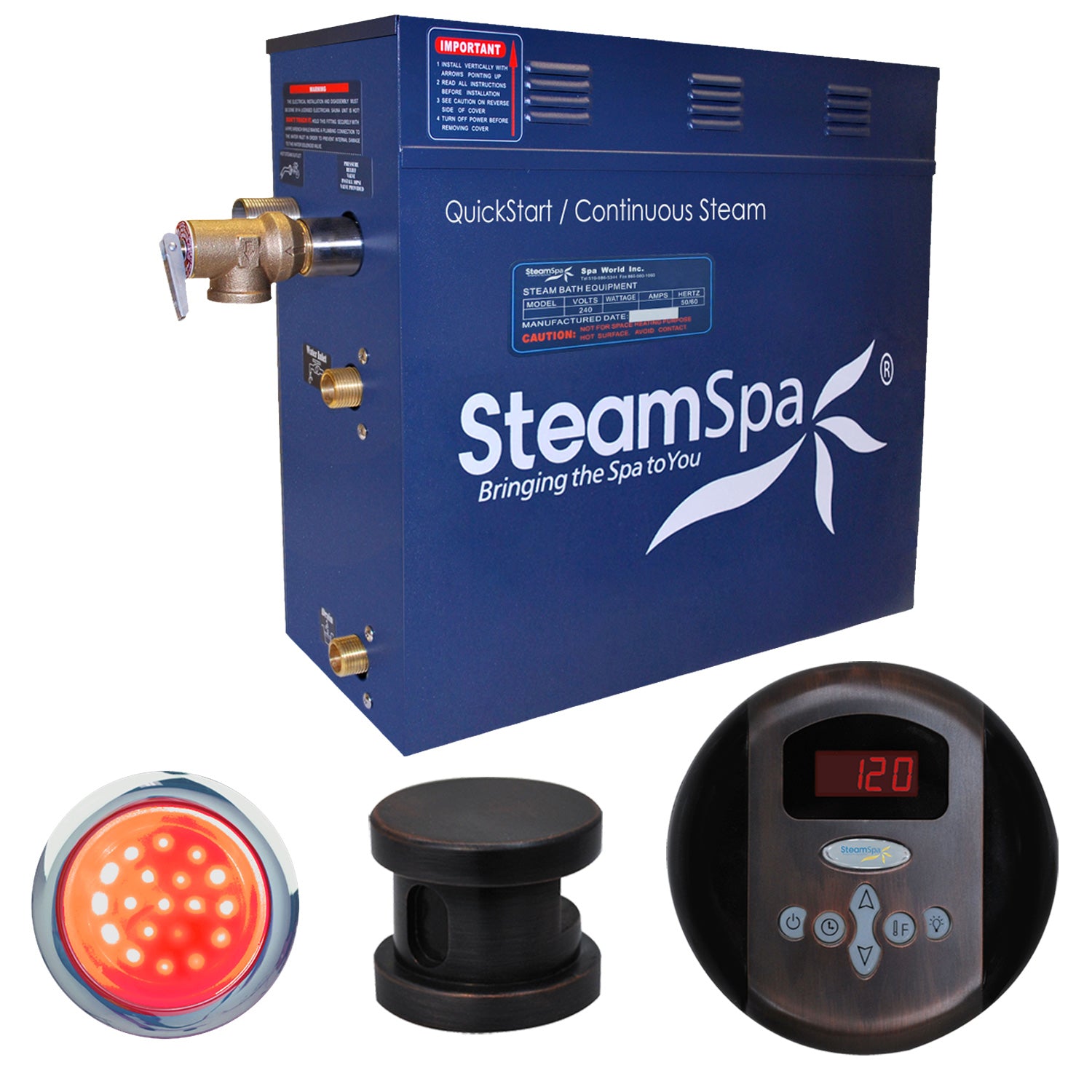 SteamSpa Indulgence QuickStart Acu-Steam Bath Generator Package SteamSpa