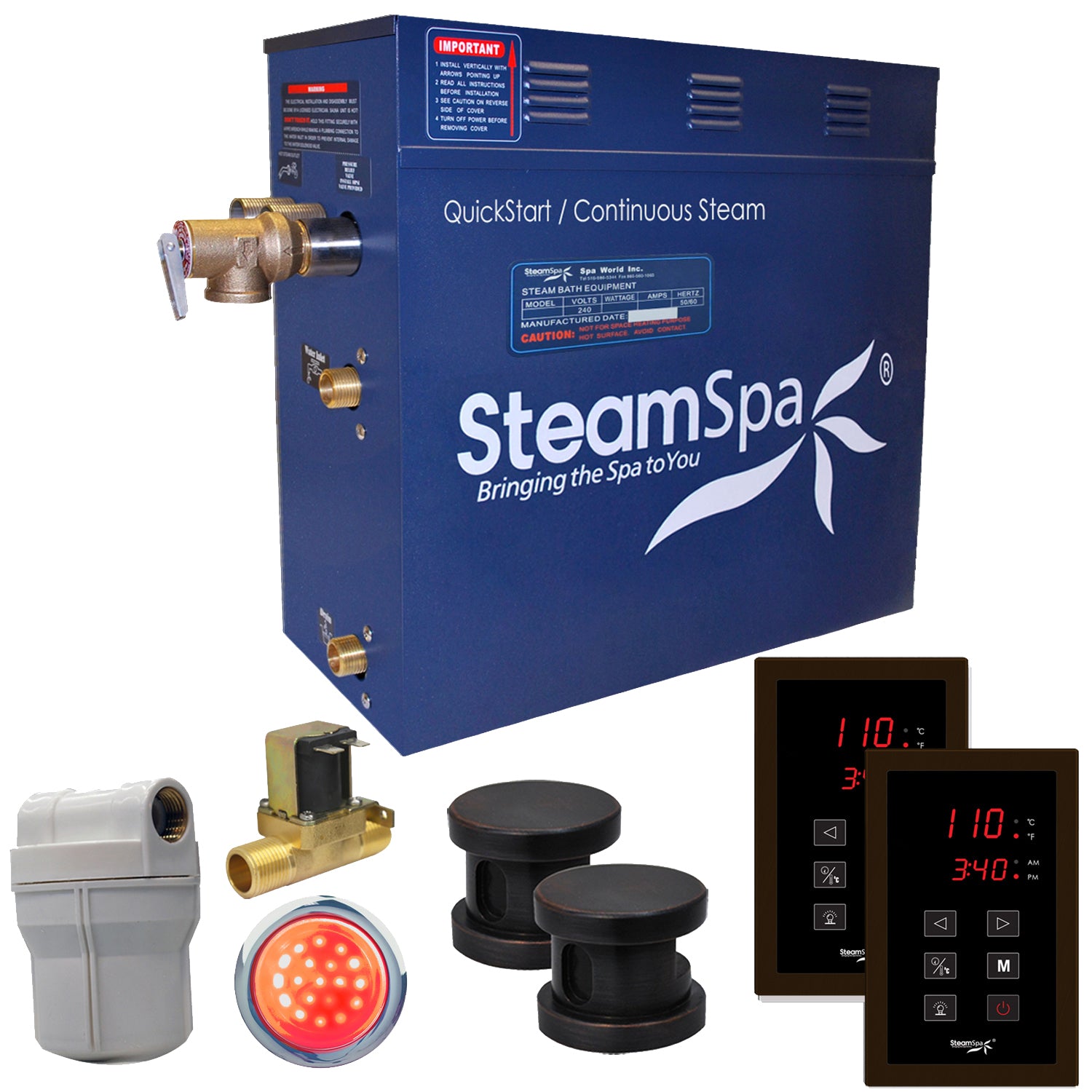 SteamSpa Royal QuickStart Acu-Steam Bath Generator Package Touch Pad SteamSpa