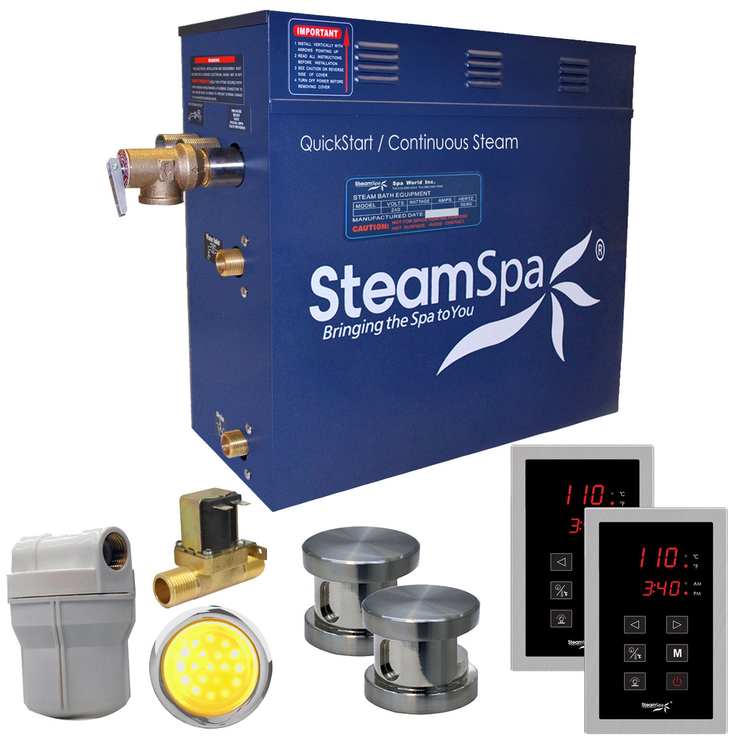 SteamSpa Royal QuickStart Acu-Steam Bath Generator Package Touch Pad SteamSpa