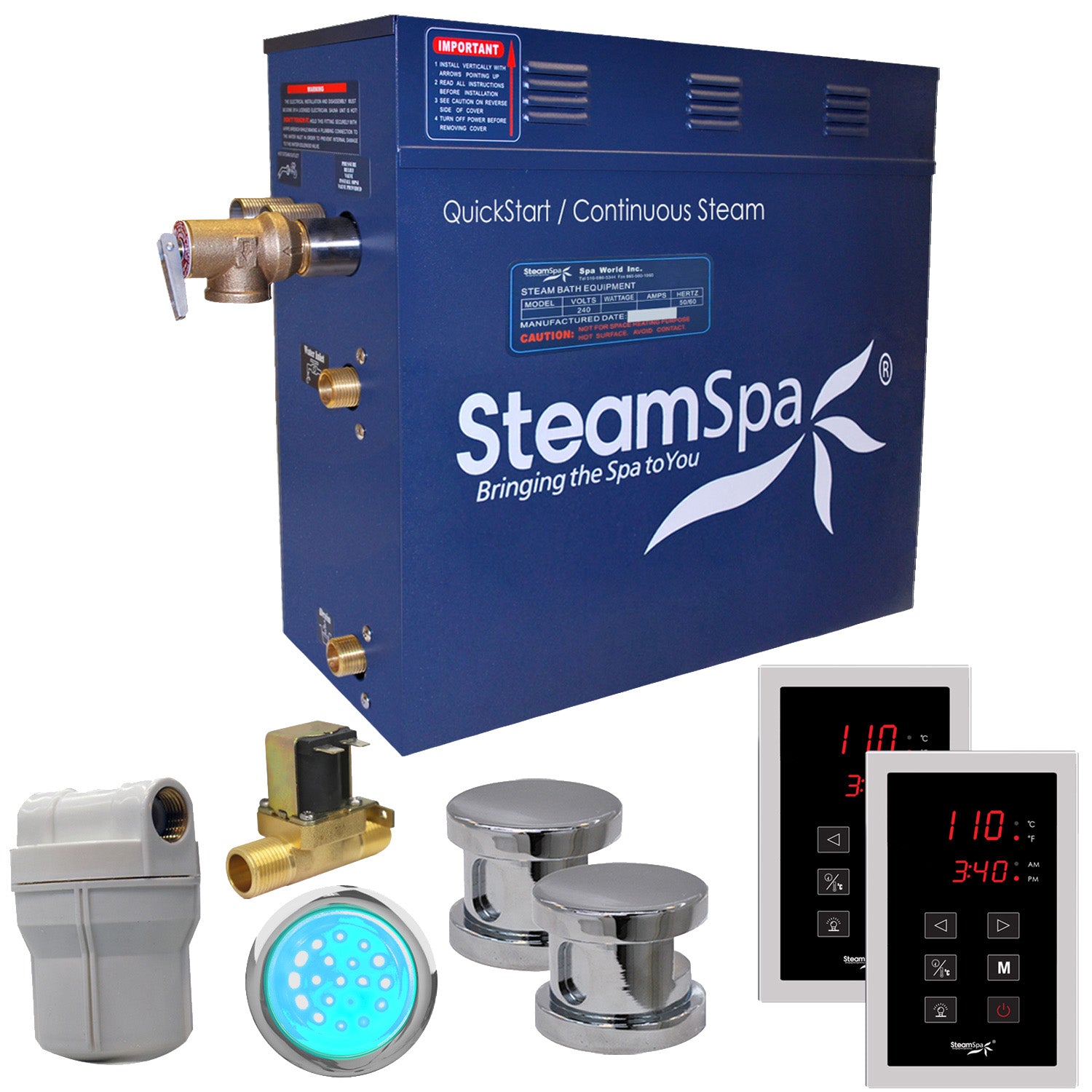 SteamSpa Royal QuickStart Acu-Steam Bath Generator Package Touch Pad SteamSpa