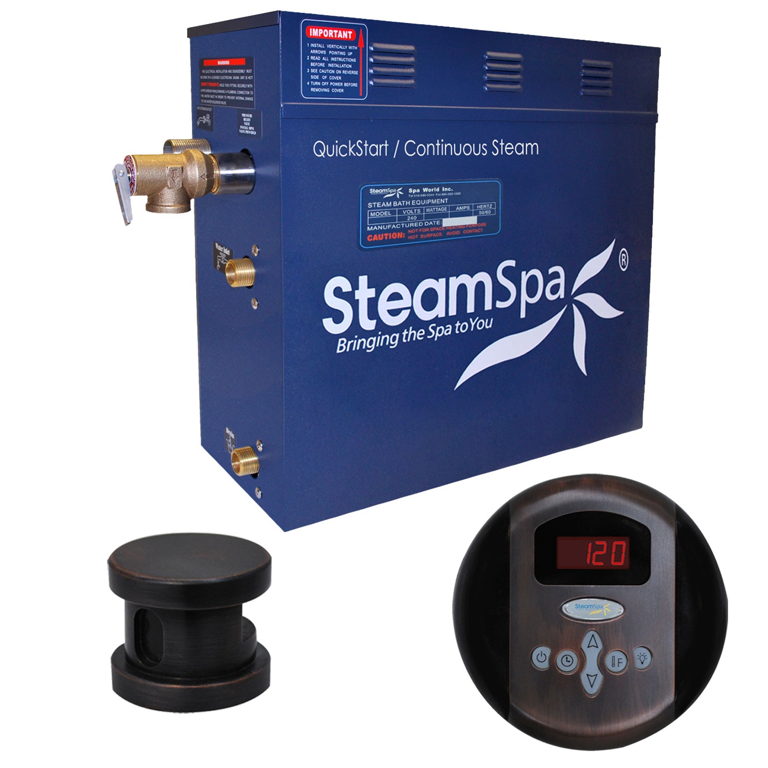 SteamSpa Oasis QuickStart Acu-Steam Bath Generator Package SteamSpa