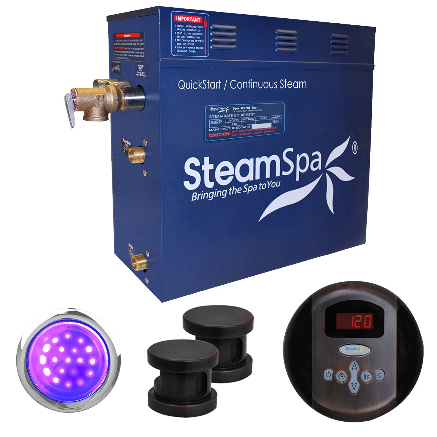 SteamSpa Indulgence QuickStart Acu-Steam Bath Generator Package SteamSpa