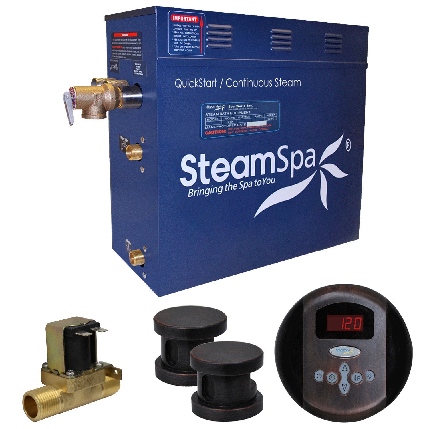 SteamSpa Oasis QuickStart Acu-Steam Bath Generator Package SteamSpa