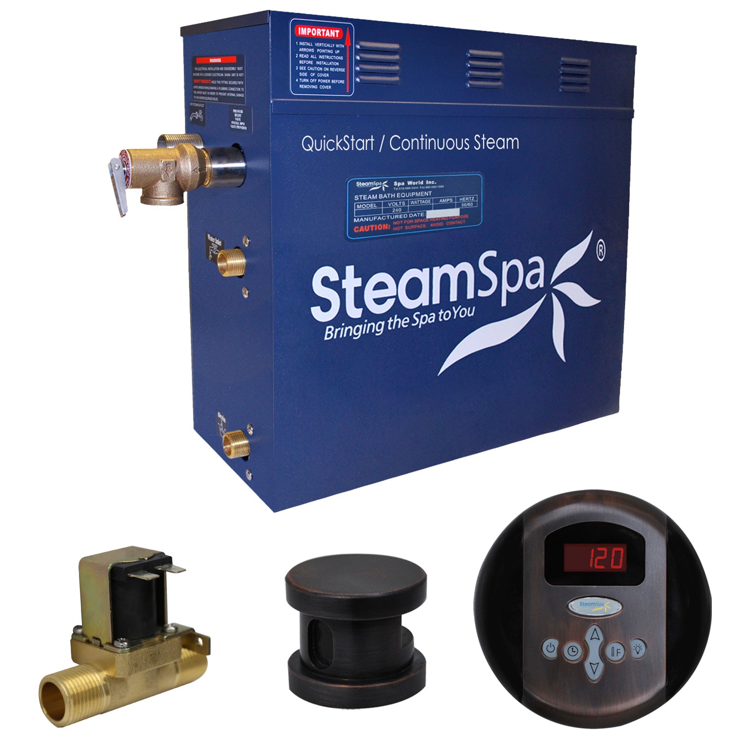 SteamSpa Oasis QuickStart Acu-Steam Bath Generator Package SteamSpa