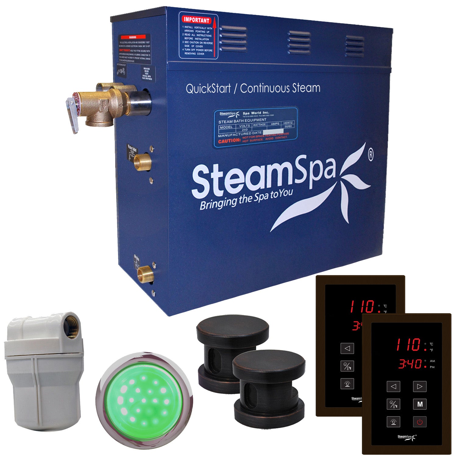 SteamSpa Royal QuickStart Acu-Steam Bath Generator Package Touch Pad SteamSpa