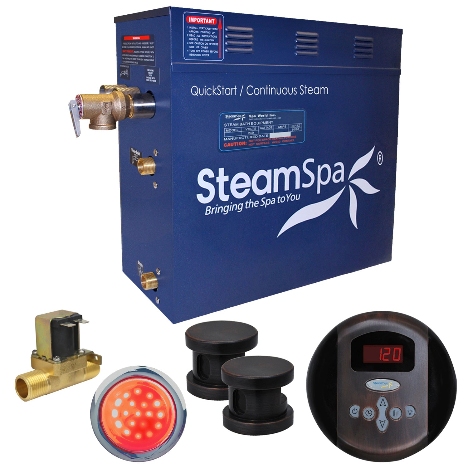 SteamSpa Indulgence QuickStart Acu-Steam Bath Generator Package SteamSpa