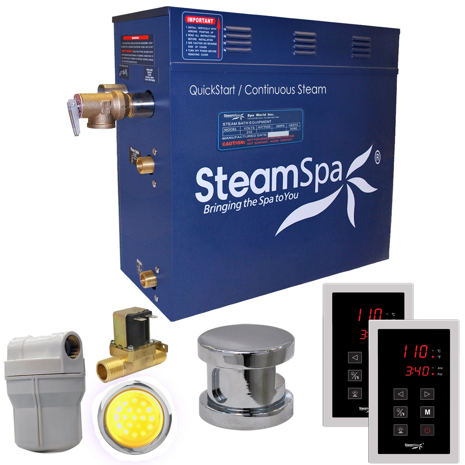 SteamSpa Royal QuickStart Acu-Steam Bath Generator Package Touch Pad SteamSpa