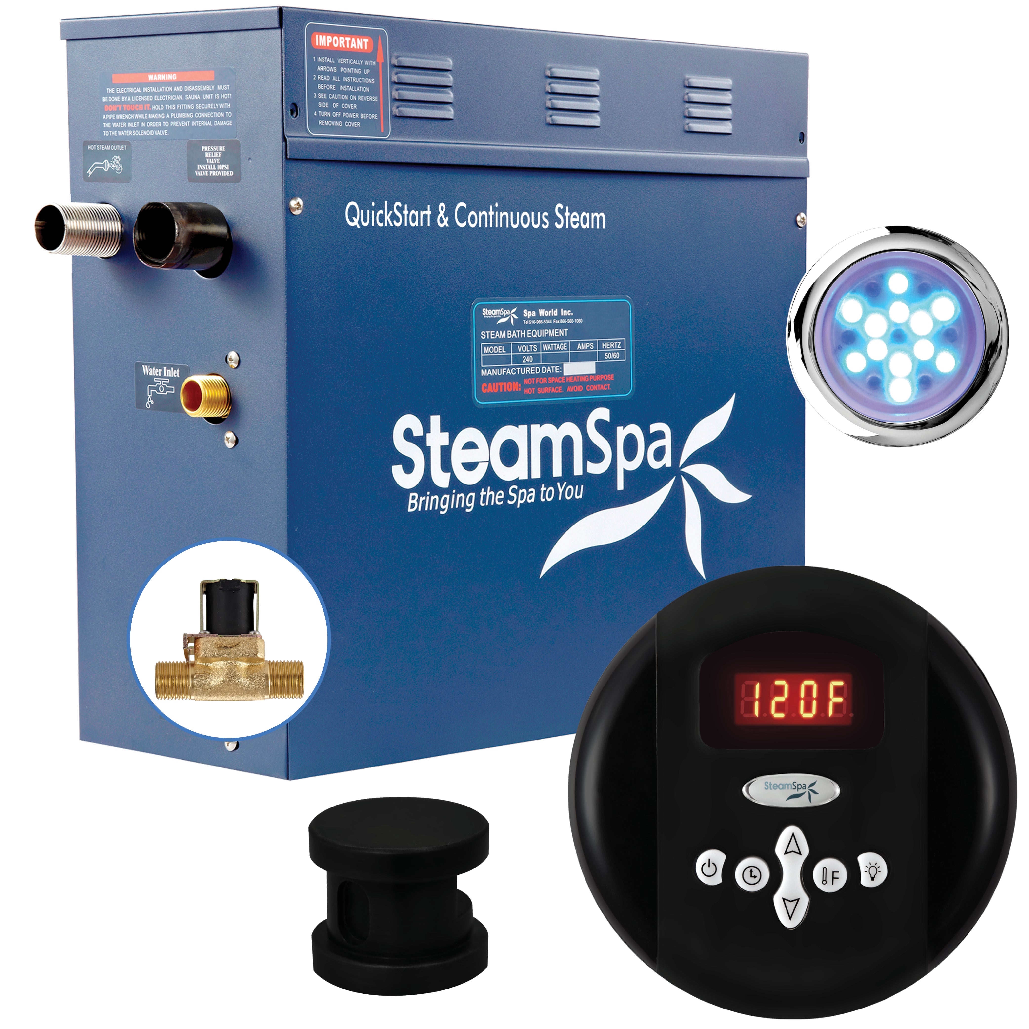 SteamSpa Indulgence QuickStart Acu-Steam Bath Generator Package SteamSpa